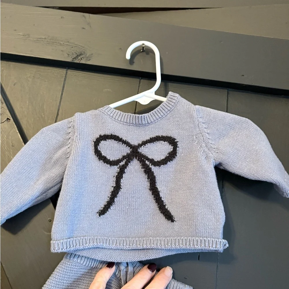 Carter's Gray Knit Newborn Outfit with Black Accent